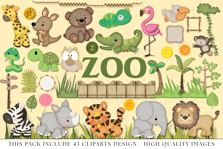 Safari Animal Clip Art, zoo graphics, jungle illustrations