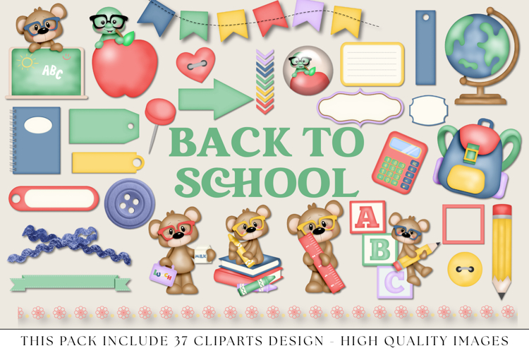 Back to School Clip Arts, school supplies, school graphics