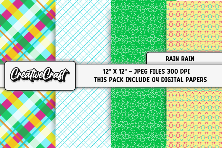 Rain Rain Digital Papers, umbrella digital scrapbook designs