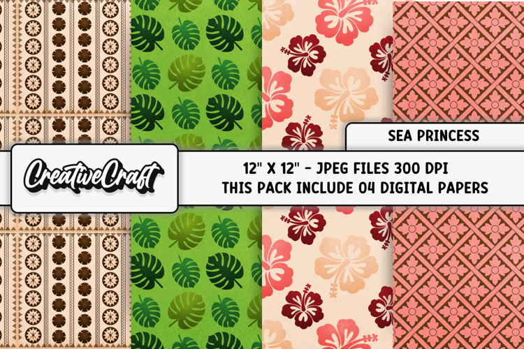 Sea Princess Digital Papers, scrapbook background designs