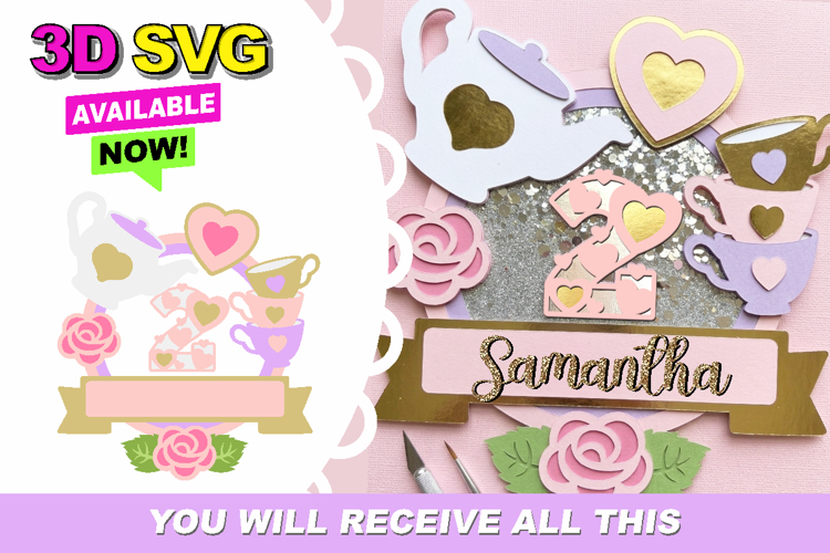 Whimsical Tea Party 3D Cake Topper