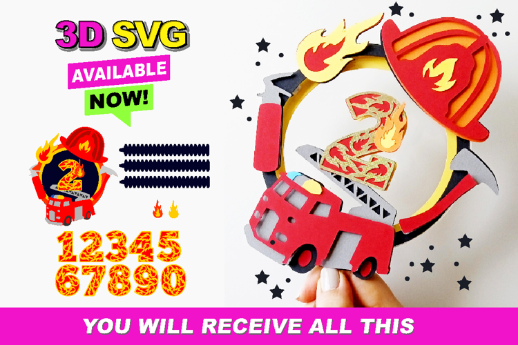 Cake Topper SVG Firetruck