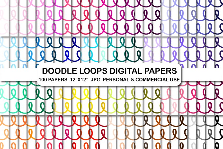Doodle Hand Drawn Loops Digital Papers Background Patterns example image 1