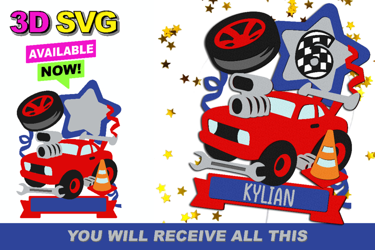 Muscle car Cake Topper 3D SVG