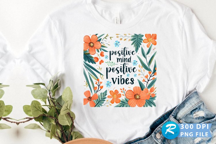 Positive Mind Positive Vibes Sublimation PNG