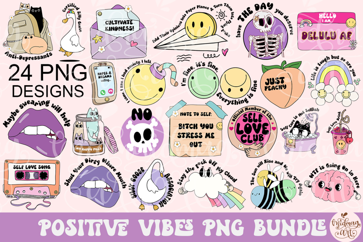Positive Vibes Bundle Png Designs