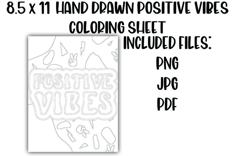 Positive Vibes Retro Groovy Doodle Coloring Sheet