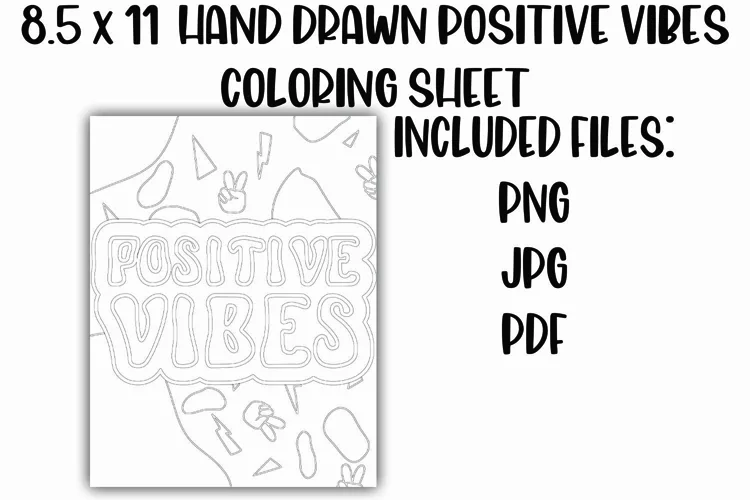 Positive Vibes Retro Groovy Doodle Coloring Sheet