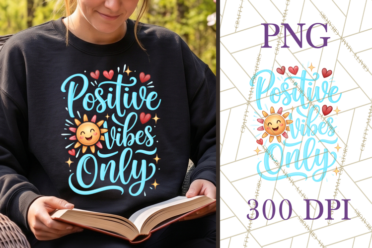 Positive Vibes Only PNG Inspirational Quote