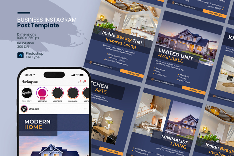 Modern Home Real Estate Instagram Post Template