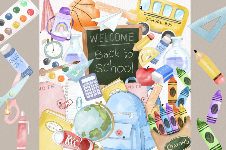 Back to school bundles set clipart instant download PNG file