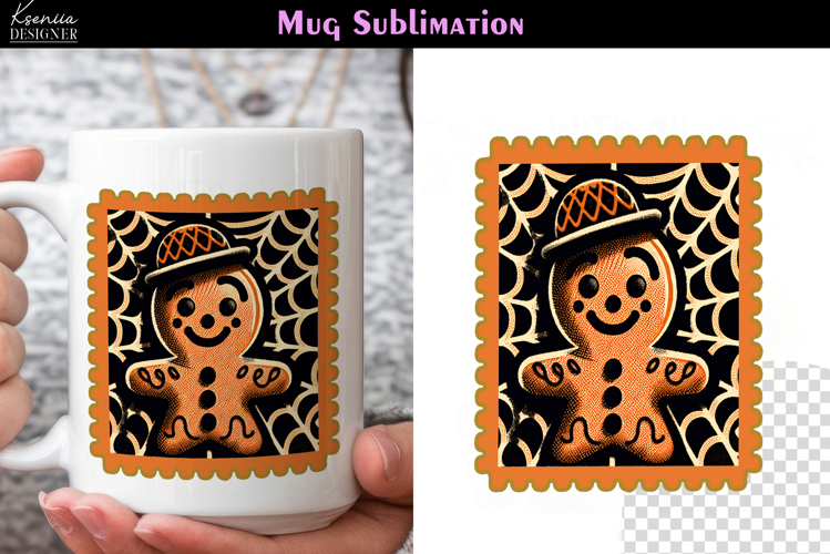 Vintage Halloween Gingerbread |Postage Stamp Fall Coffee Mug