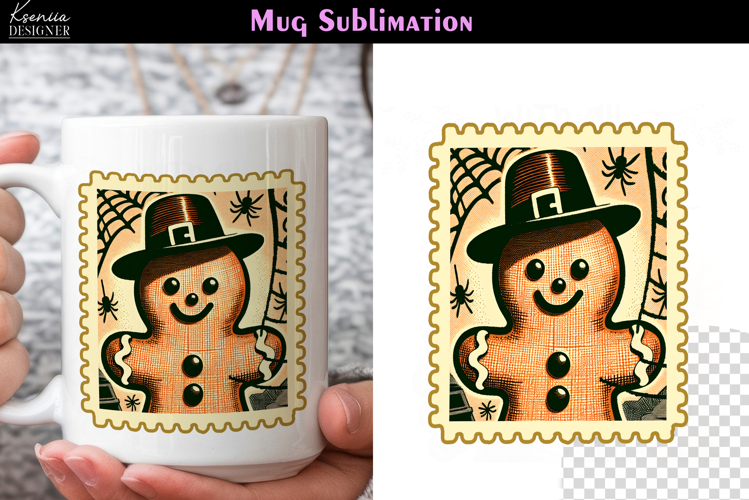 Vintage Halloween Gingerbread |Postage Stamp Fall Coffee Mug
