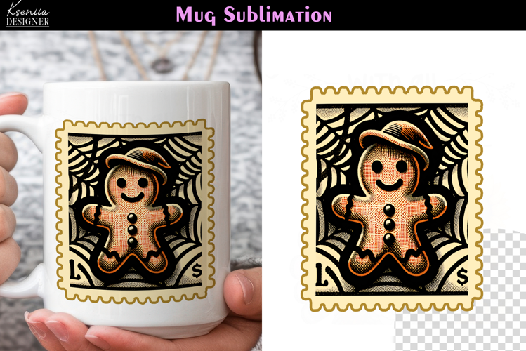 Vintage Halloween Gingerbread |Postage Stamp Fall Coffee Mug