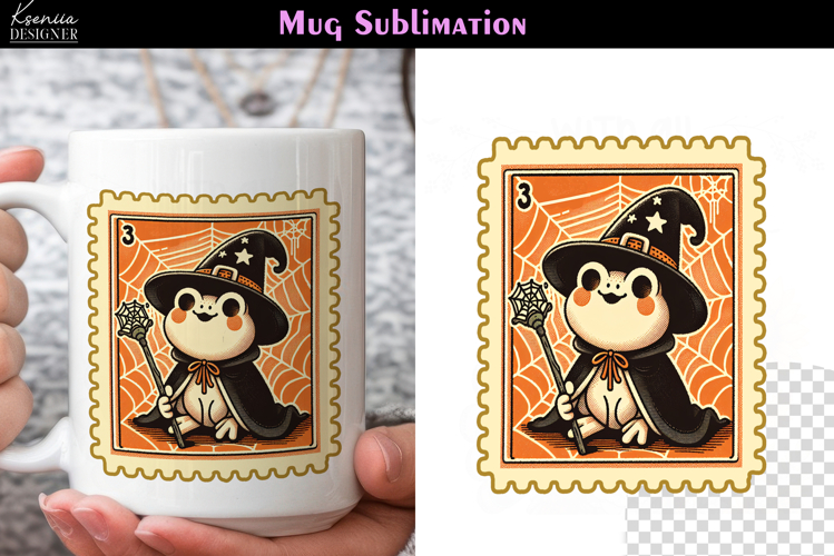 Vintage Halloween Frog | Postage Stamp Fall Coffee Mug