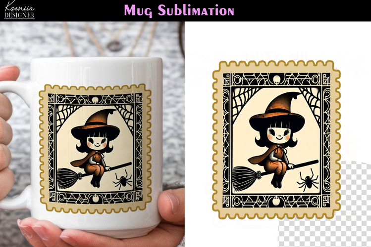Vintage Halloween Witch|Postage Stamp Fall Coffee Mug