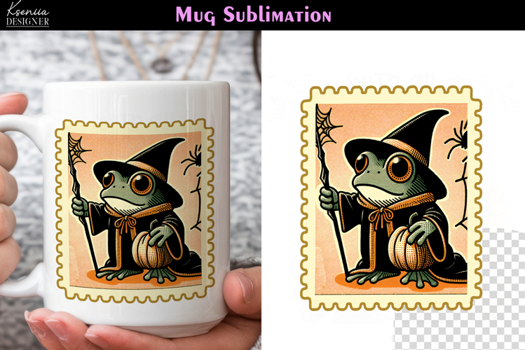 Vintage Halloween Frog | Postage Stamp Fall Coffee Mug