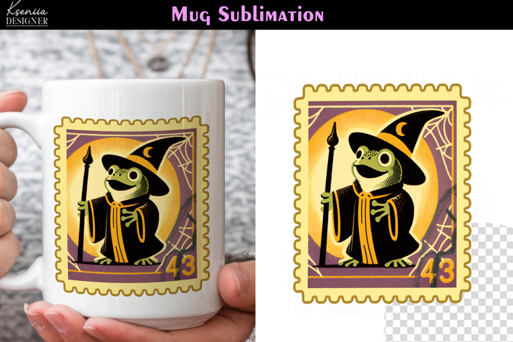 Vintage Halloween Frog | Postage Stamp Fall Coffee Mug