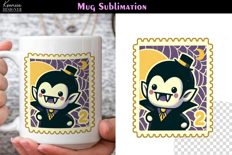 Vintage Halloween Vampire | Postage Stamp Fall Coffee Mug