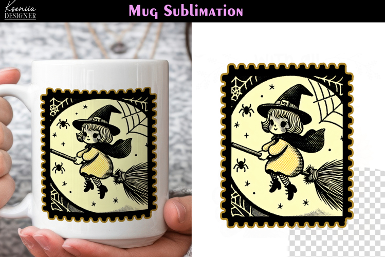 Vintage Halloween Witch|Postage Stamp Fall Coffee Mug