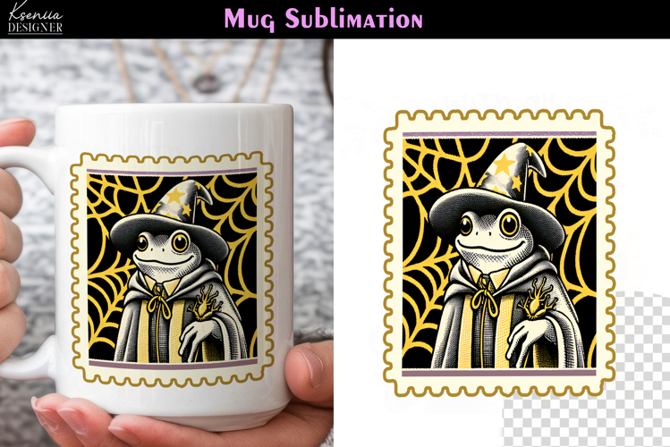 Vintage Halloween Frog | Postage Stamp Fall Coffee Mug