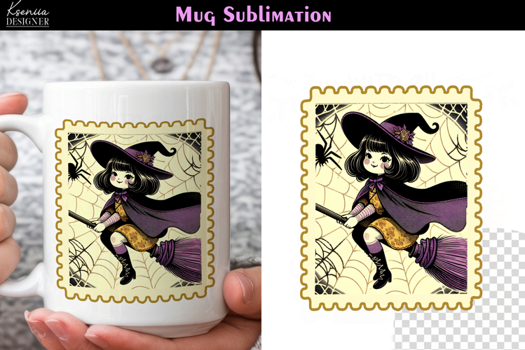 Vintage Halloween Witch|Postage Stamp Fall Coffee Mug