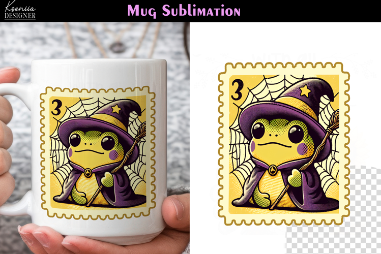 Vintage Halloween Frog | Postage Stamp Fall Coffee Mug