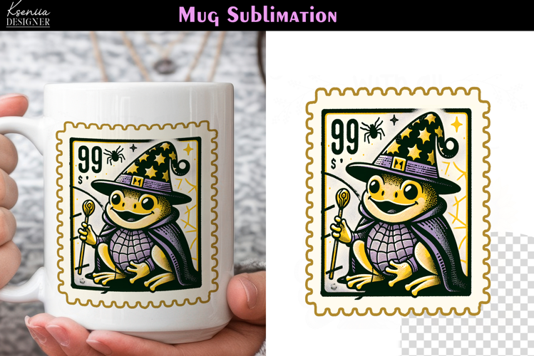 Vintage Halloween Frog | Postage Stamp Fall Coffee Mug