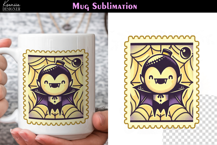 Vintage Halloween Vampire | Postage Stamp Fall Coffee Mug