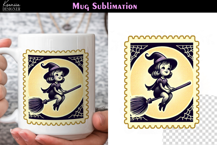 Vintage Halloween Witch|Postage Stamp Fall Coffee Mug
