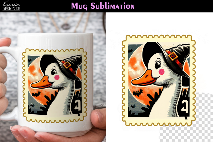 Vintage Halloween Goose | Postage Stamp Fall Coffee Mug