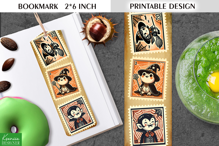 Vintage Halloween Printable Bookmark|Postage Stamp