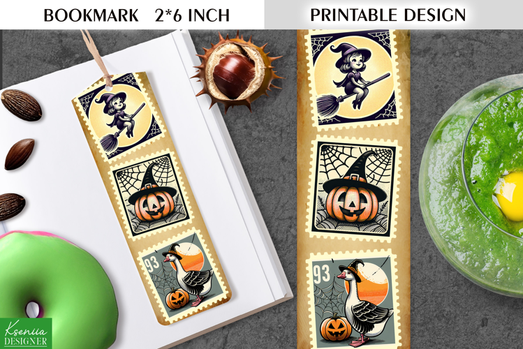 Vintage Halloween Printable Bookmark|Postage Stamp
