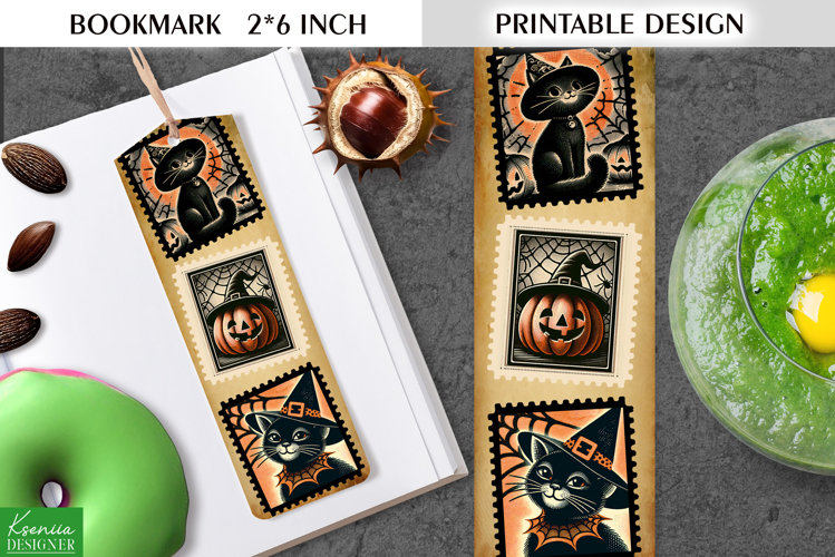 Vintage Halloween Printable Bookmark|Postage Stamp