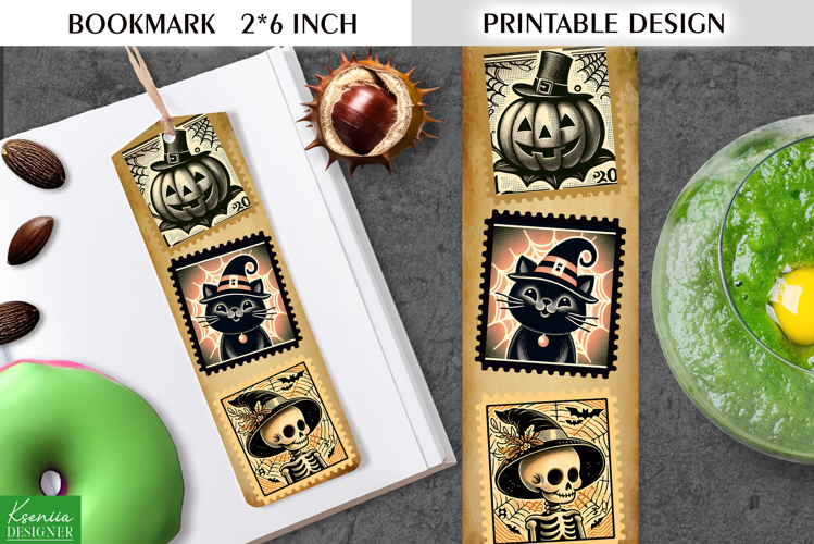 Vintage Halloween Printable Bookmark|Postage Stamp