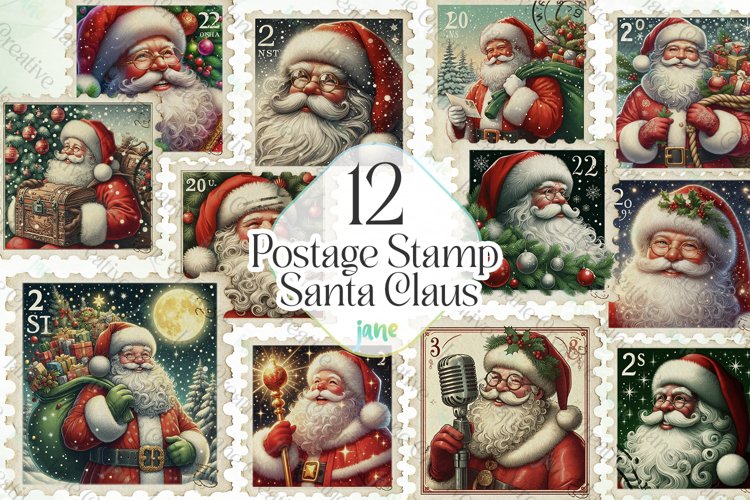 Postage Stamp Santa Claus Clipart (4993209)