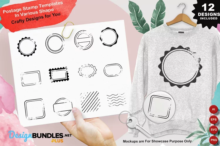 Postage Stamp Templates In Various Shape Clipart Set