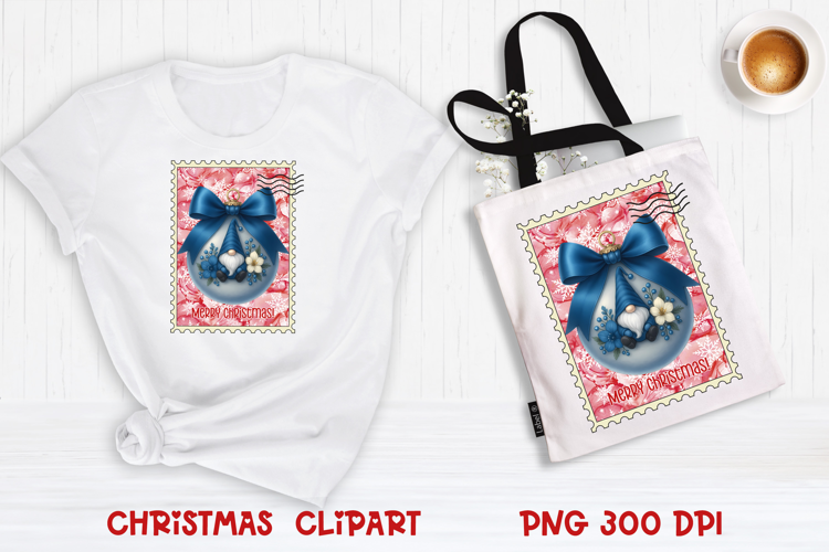 Cute Christmas gnome clipart PNG | Christmas postage stamp