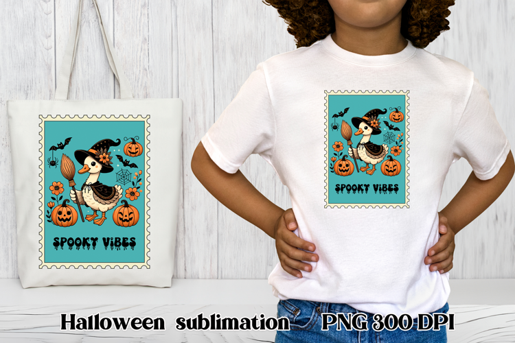 Halloween goose clipart PNG | Halloween postage stamp PNG