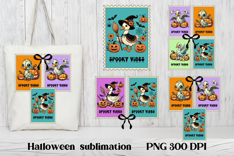 Halloween goose clipart PNG | Halloween postage stamp PNG example image 1