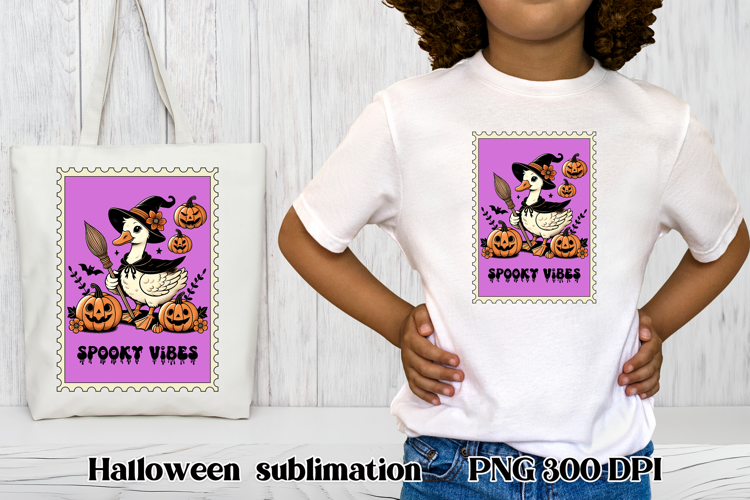 Halloween goose clipart PNG | Halloween postage stamp PNG
