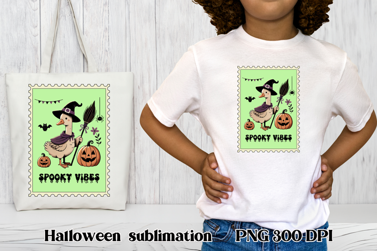 Halloween goose clipart PNG | Halloween postage stamp PNG
