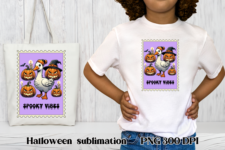 Halloween goose clipart PNG | Halloween postage stamp PNG