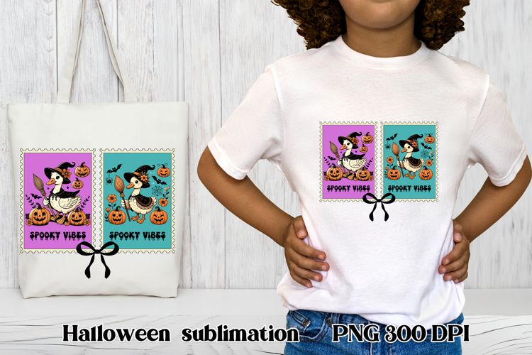 Halloween goose clipart PNG | Halloween postage stamp PNG
