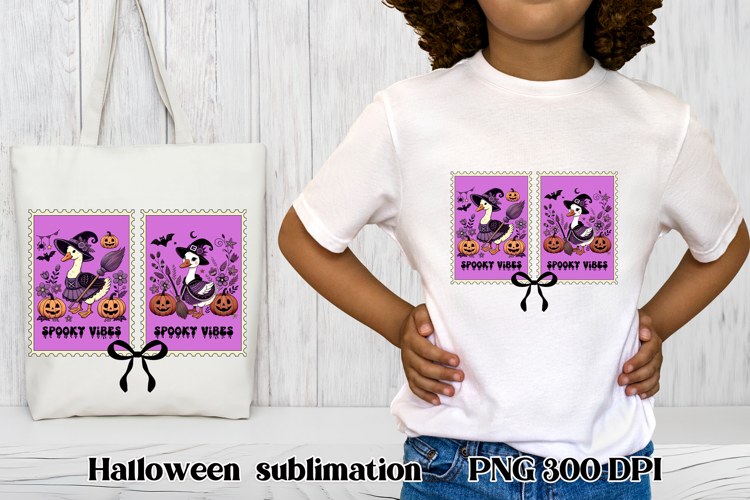 Halloween goose clipart PNG | Halloween postage stamp PNG
