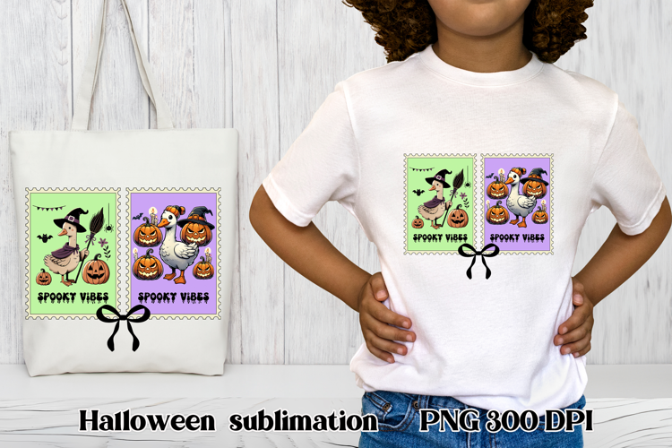 Halloween goose clipart PNG | Halloween postage stamp PNG