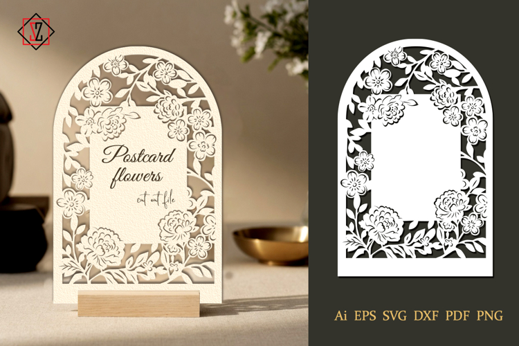 A postcard with flowers. The cut file