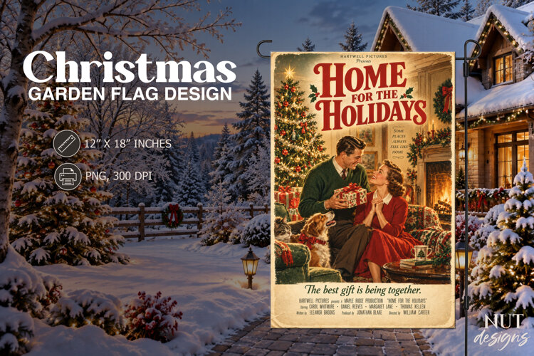 Vintage Christmas Couple Garden Flag Christmas Movie Poster example image 1