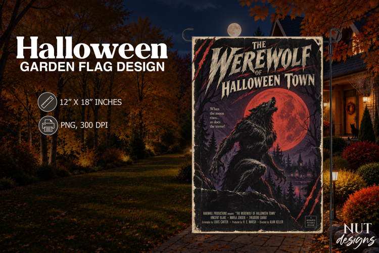 Werewolf Halloween Garden Flag Horror Movie Poster