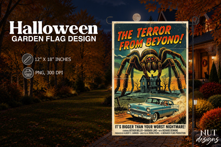 Creepy Spider Halloween Flag vintage Horror Movie Poster